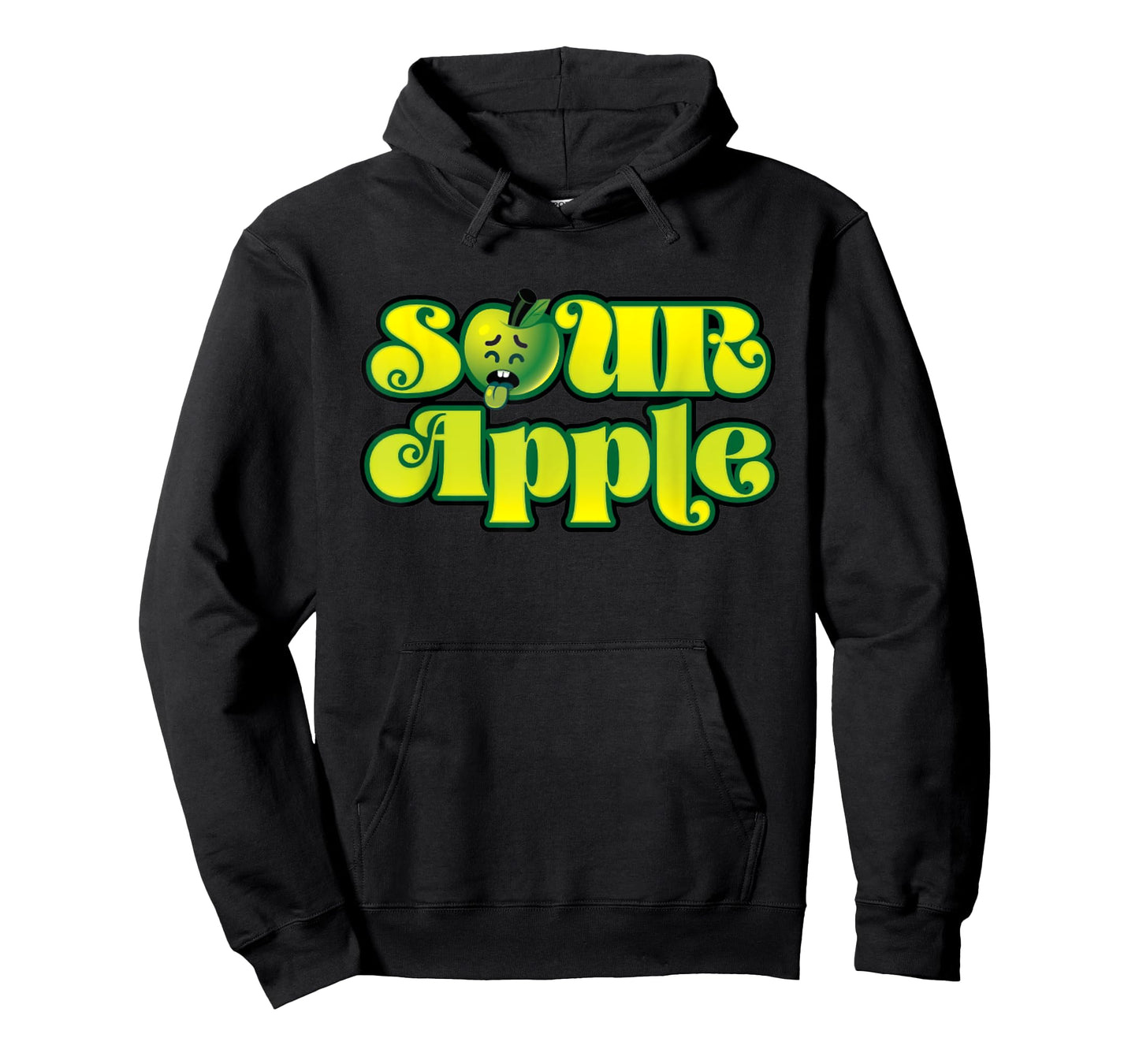 Sour Apple Cartoon Face Funny Retro Design T-Shirt