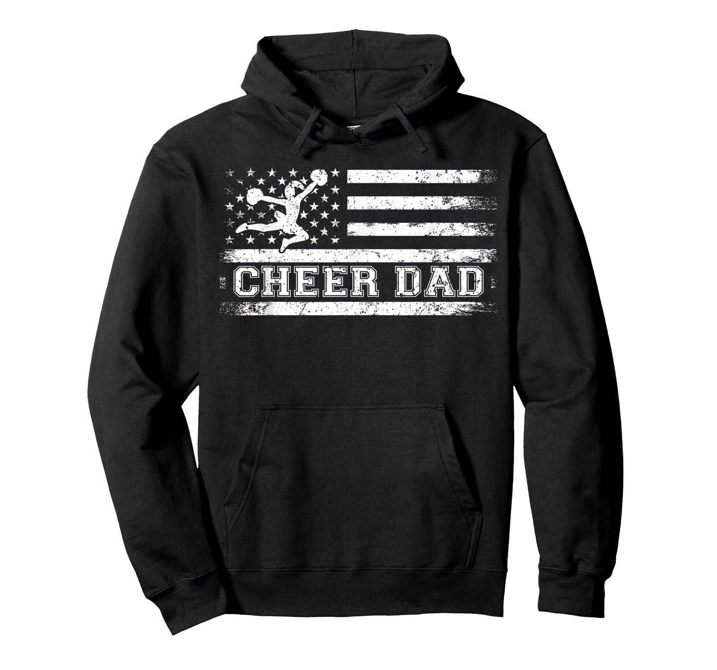 Purple Cheer Dad Tees For Men Usa Flag Vintage Cheerleader T-Shirt