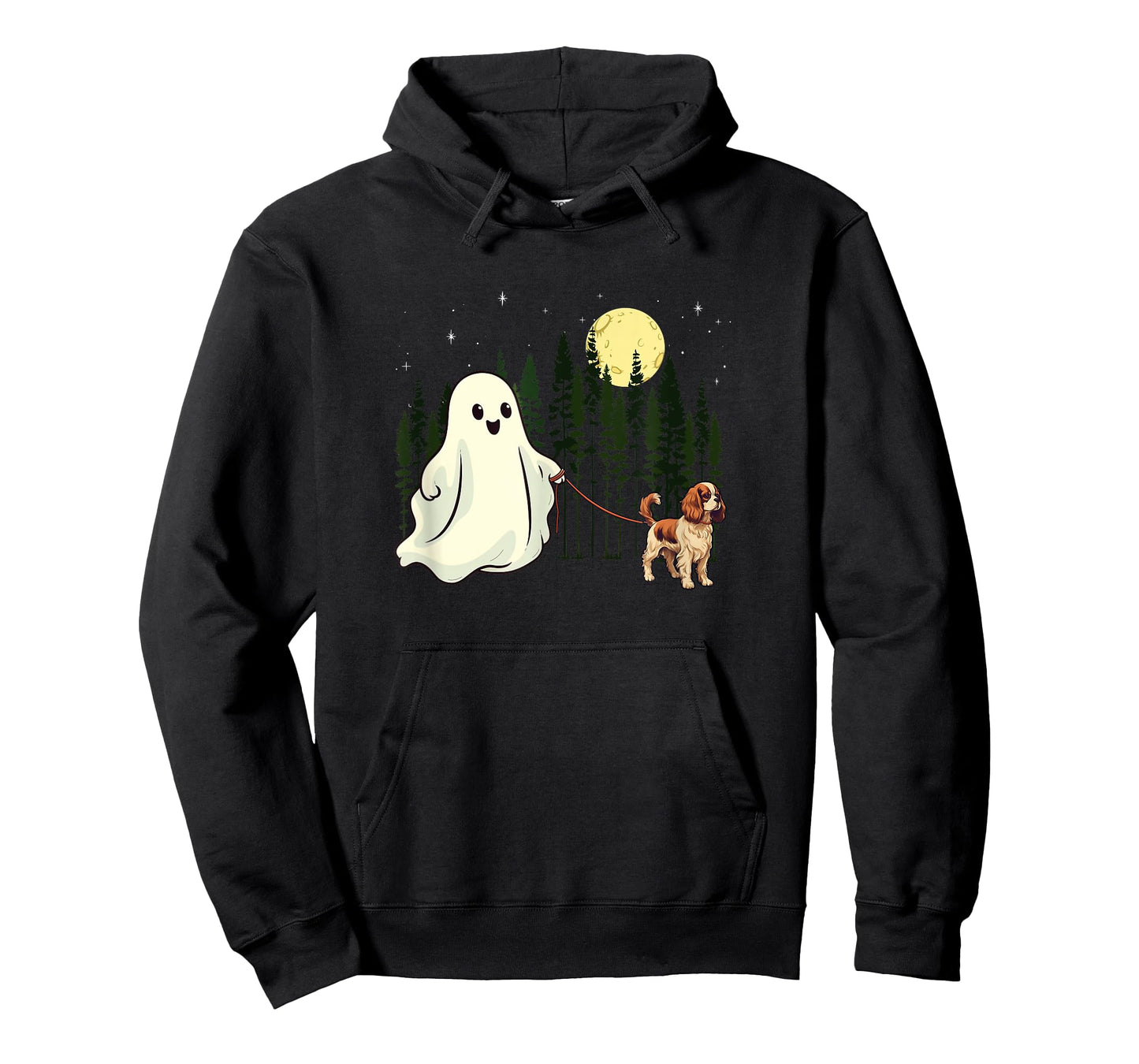Cavalier King Charles Spaniel Walking Ghost Halloween Funny T-Shirt