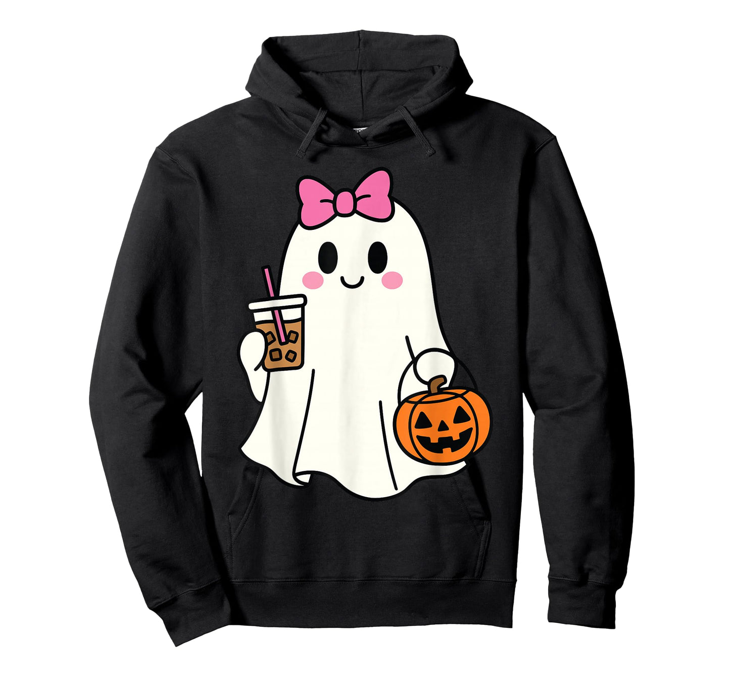 Halloween Ghost Drinking Coffee iced Coffee Costume Women T-Shirt