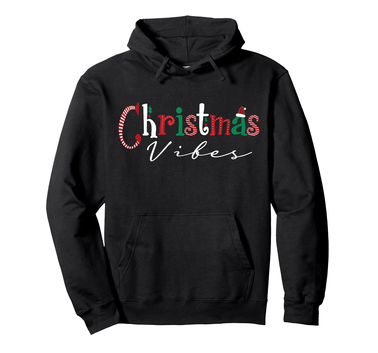 Christmas Vibes Santa Hat, Holly, Holiday Vibes Christmas T-Shirt