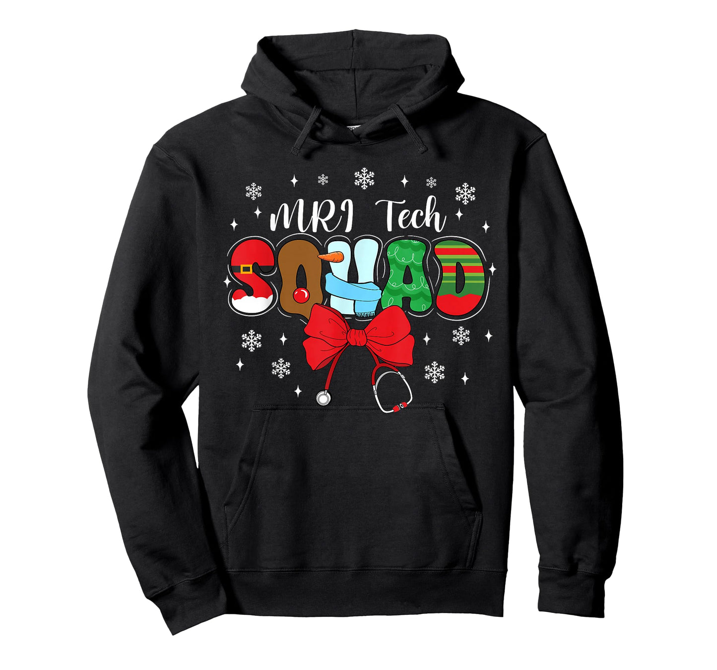 MRI Tech Squad Bow Stethoscope Santa Cute Christmas T-Shirt