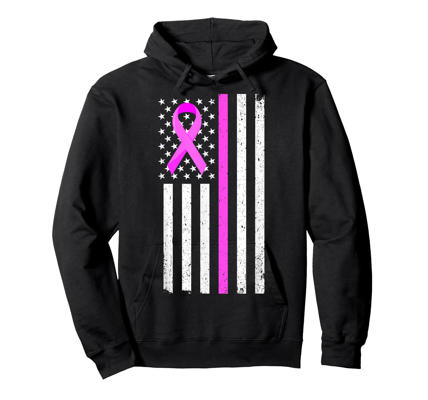 Breast Cancer Awareness Month USA Flag Patriot Pink Ribbon T-Shirt