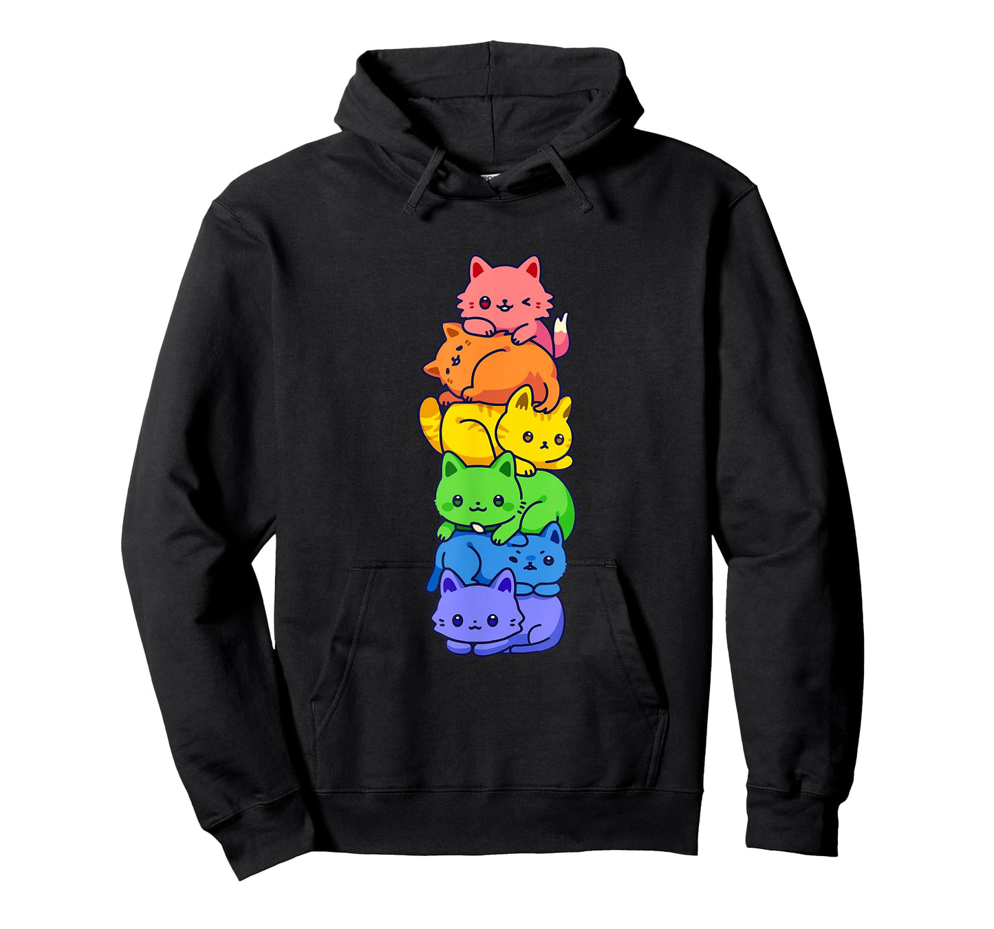 Gay Pride Cat LGBT Kawaii Cats Pile Cute Anime Rainbow Flag T-Shirt Small