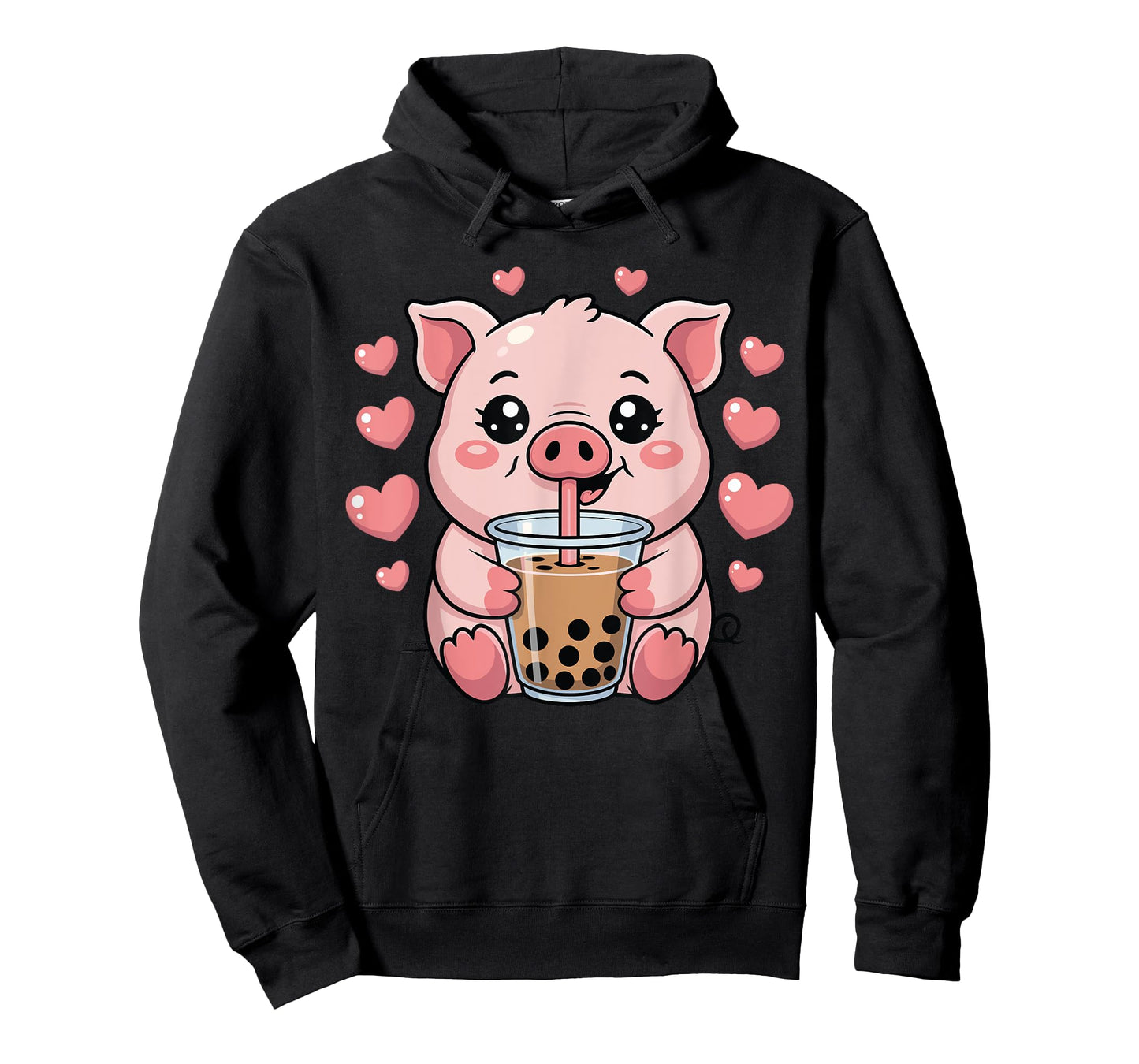 Cute Pig Kawaii Anime Drinking Bubble Tea Lover Girls T-Shirt
