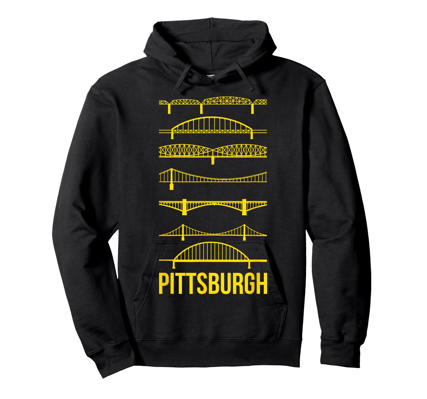 Pittsburgh Bridges Black and Yellow Silhouettes T-Shirt