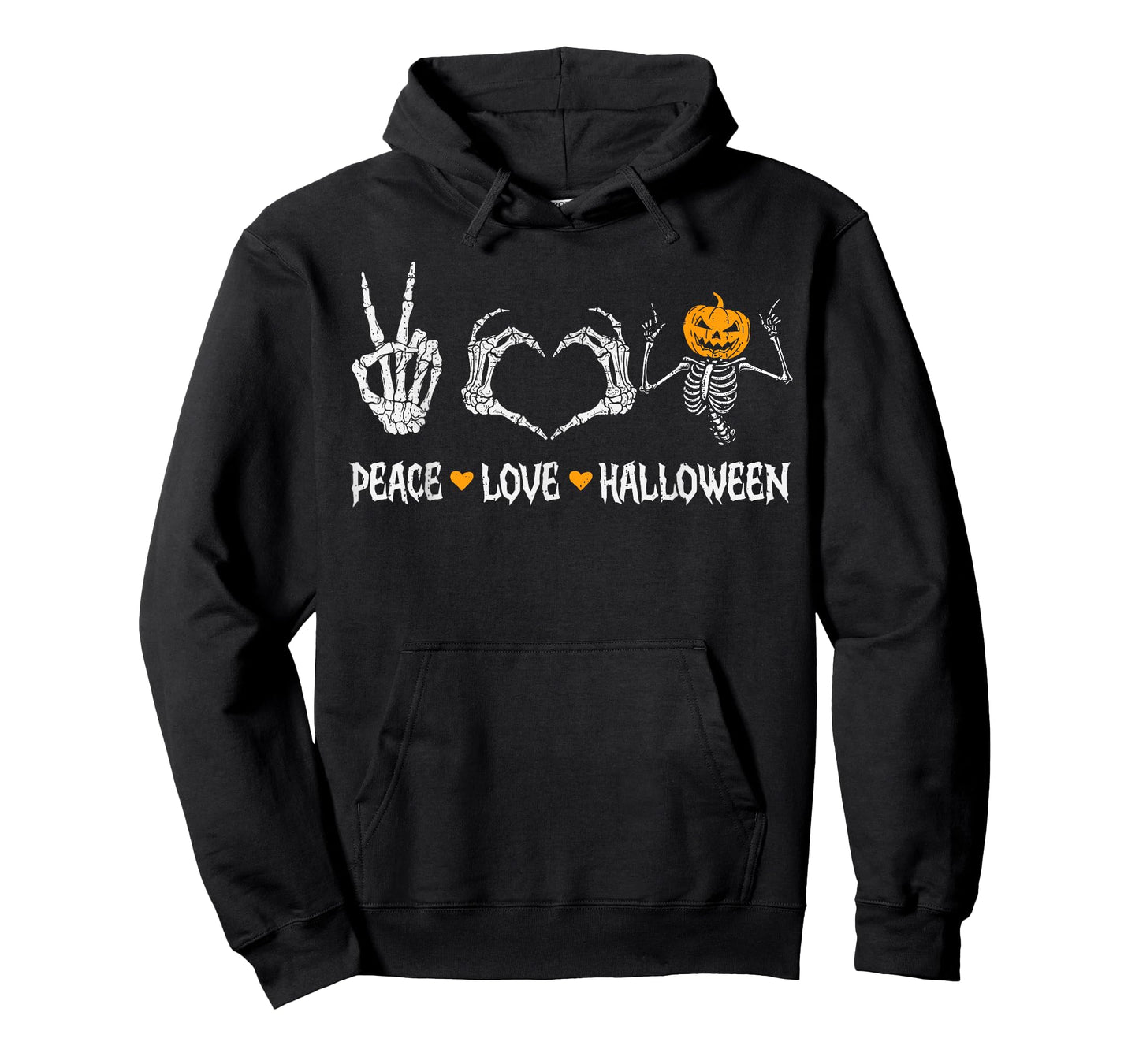 Peace Love Halloween Pumpkin Skeleton Spooky Men Women Kids T-Shirt
