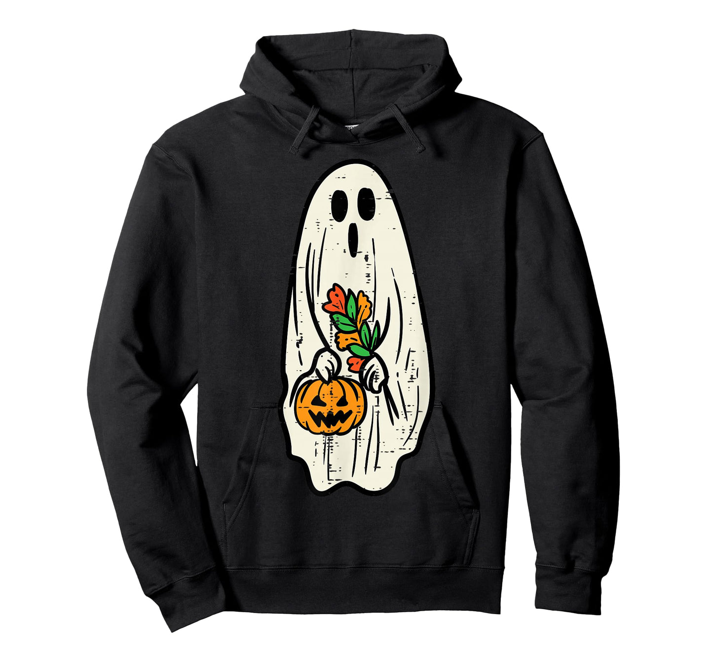 Ghost Floral Groovy Vintage Retro Halloween Costume Women T-Shirt