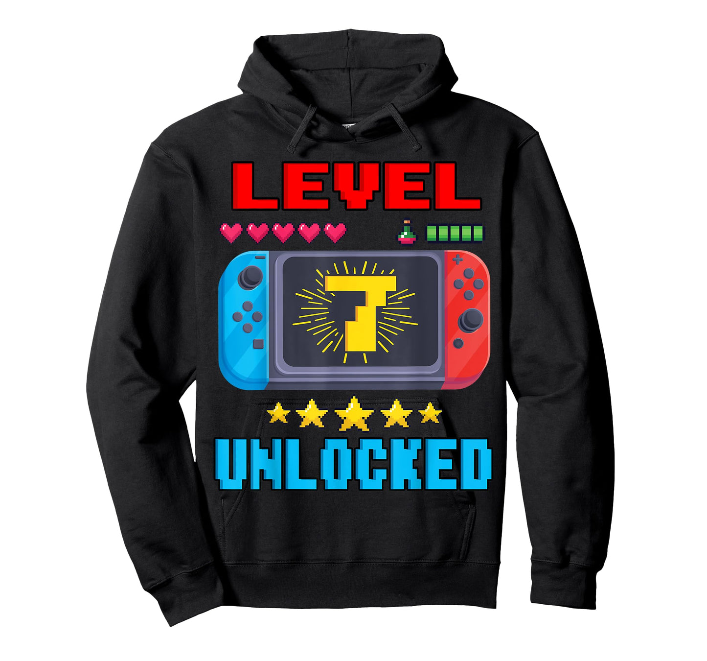 7th Birthday Boy Level 7 Unlocked Video Gamer Birthday T-Shirt
