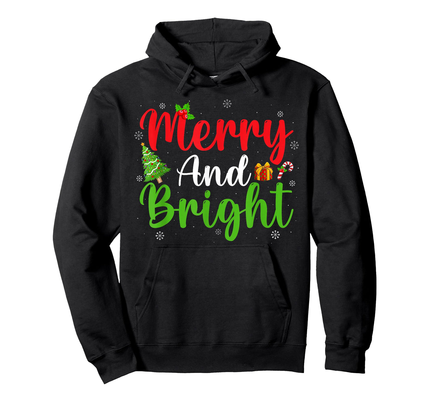 Merry and Bright Xmas Lights Family Men Women Christmas T-Shirt