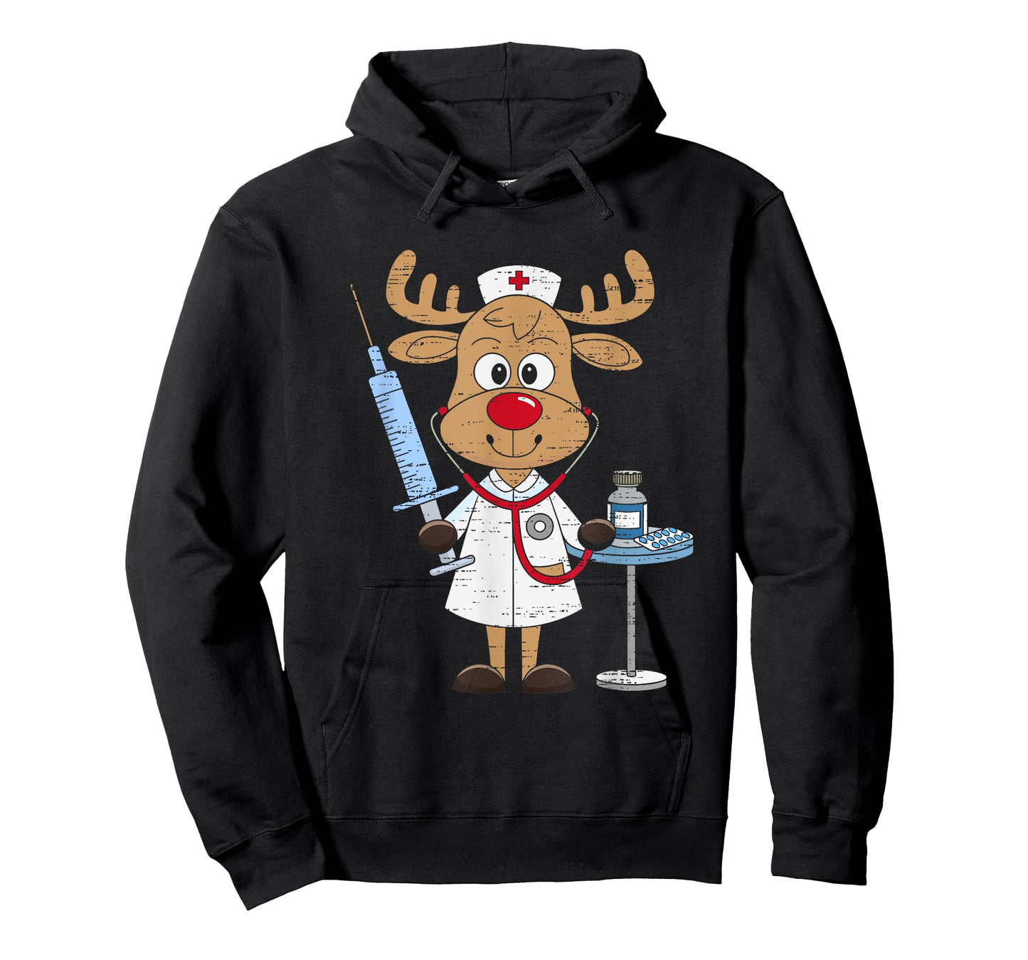 Reindeer Nurse Scrub Tops Christmas Stethoscope Nursing Xmas T-Shirt