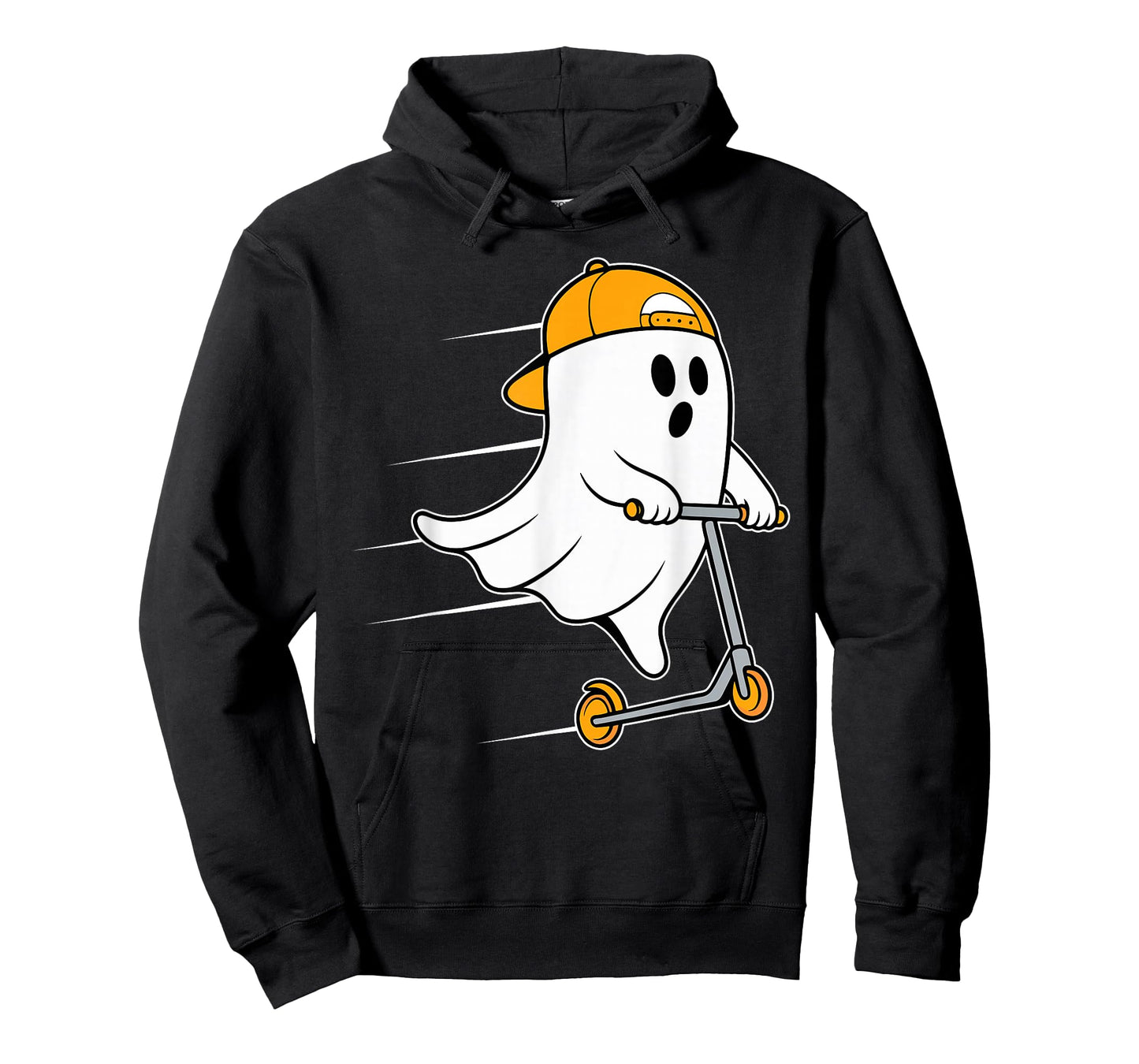 Funny Ghost Playing Stunt Scooter Halloween Costume Day Boys T-Shirt
