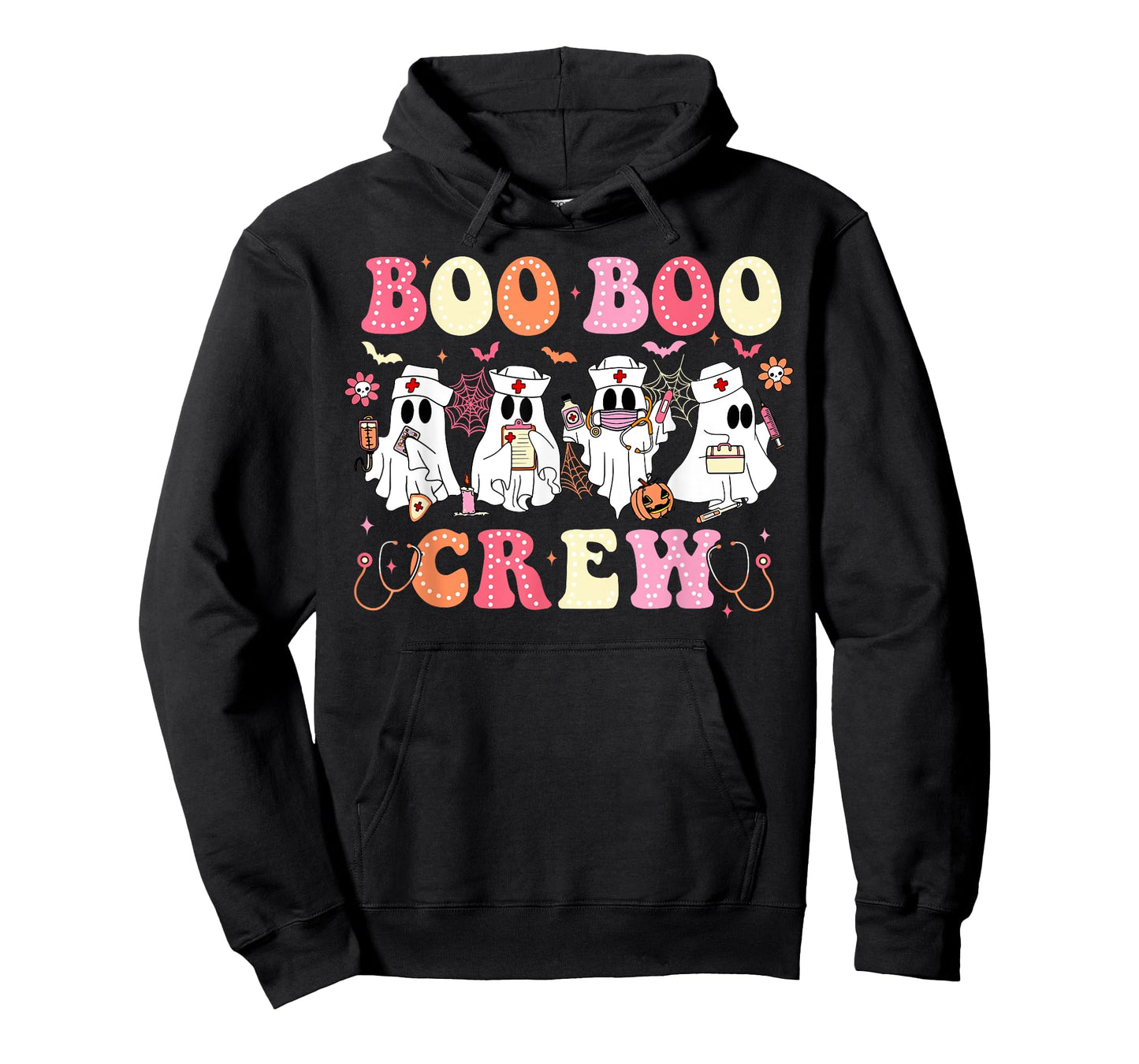Funny Boo Boo Crew Nurse Ghost Women Halloween Nurse Groovy T-Shirt