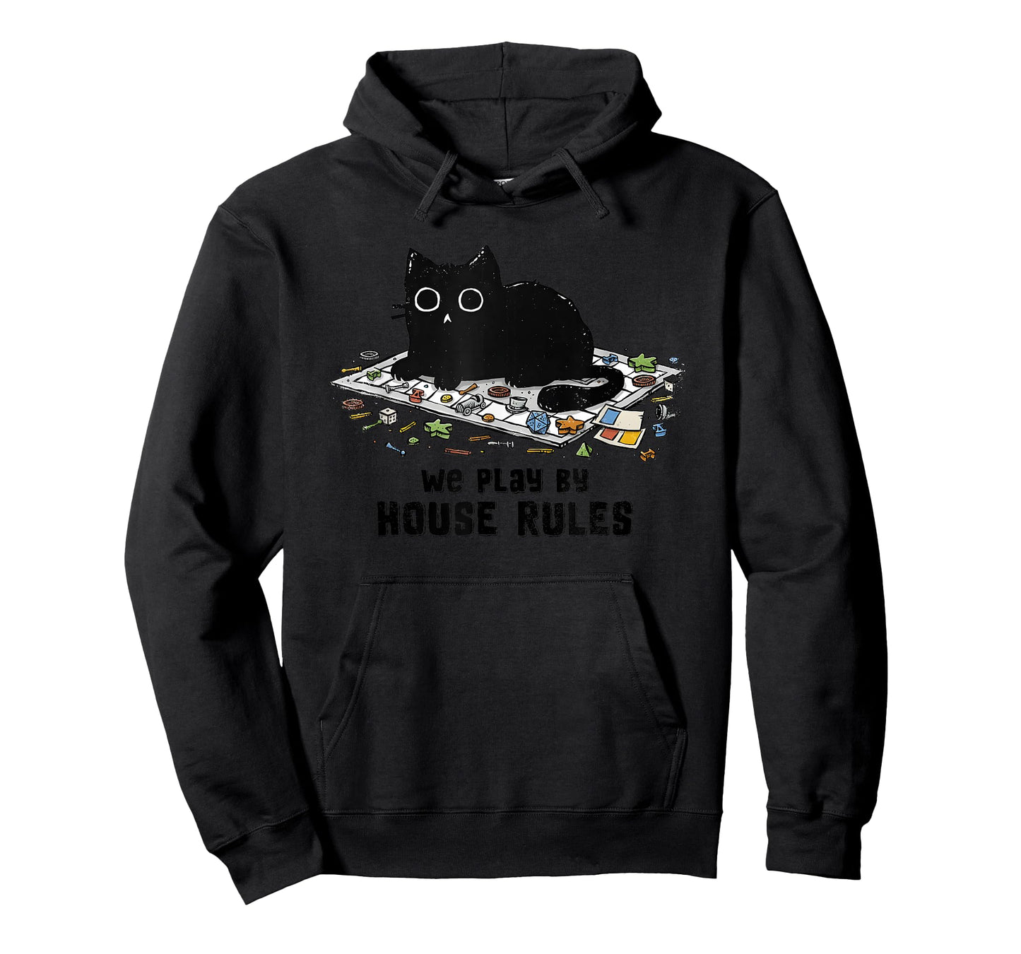We Play By House Rules Board Games Black Cat T-Shirt