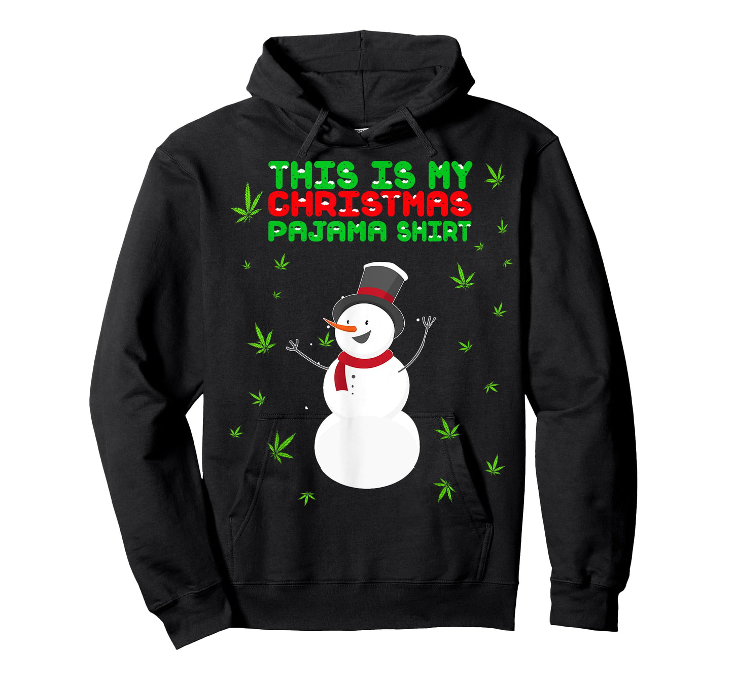Weed Christmas Shirt, Funny Pajamas Snowman Marijuana Leaf T-Shirt