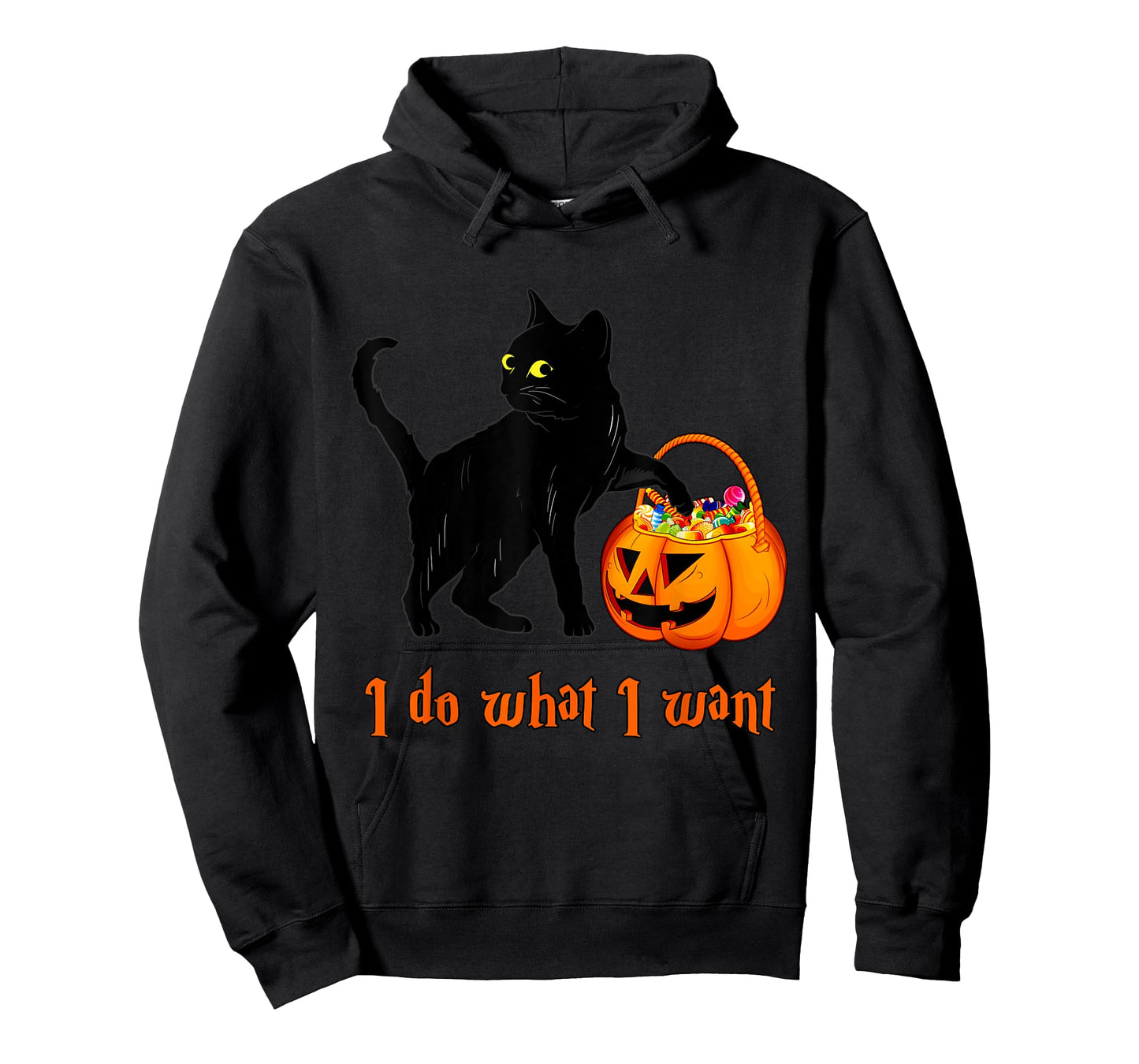 Cat I Do What I Want Halloween Candy Pumpkin Bag Black Cat T-Shirt