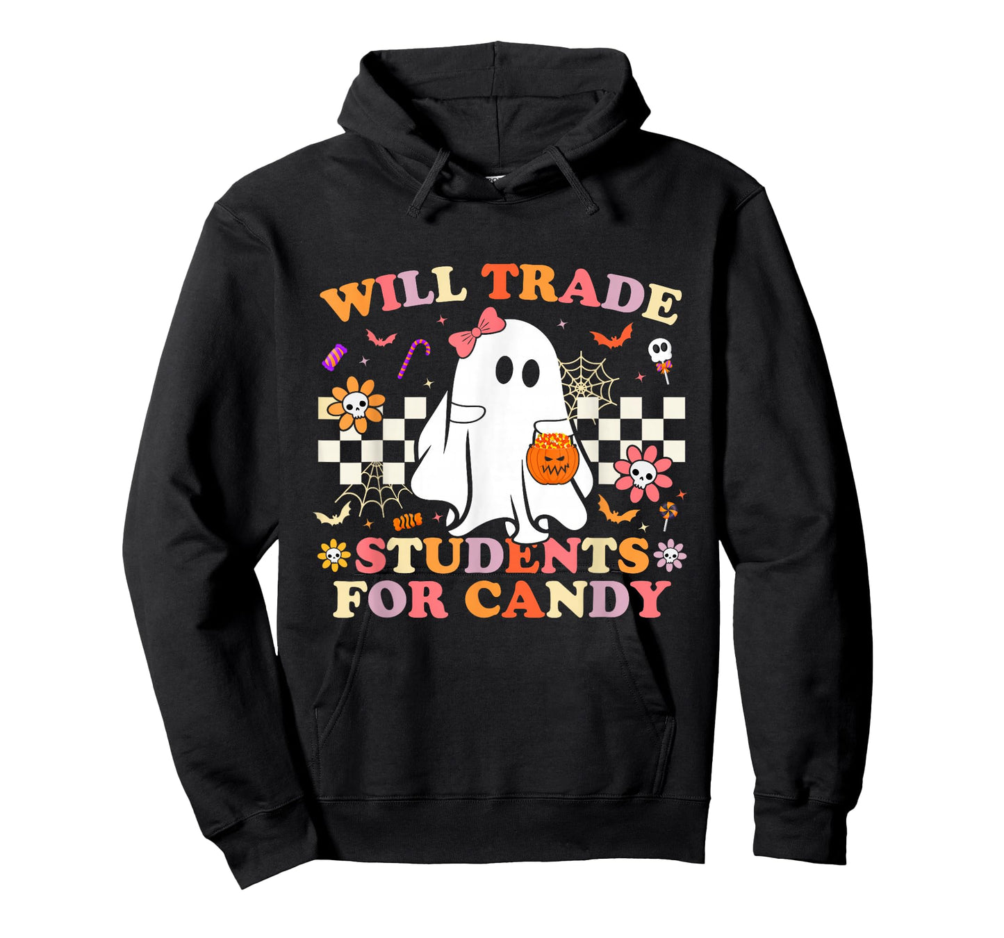 Will Trade Students for Candy Halloween Teacher Ghost Funny T-Shirt