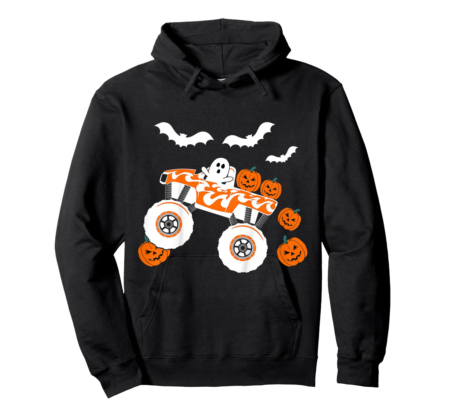 Kids Halloween Monster Truck Ghost For Boy's Toddler Kids Costume T-Shirt
