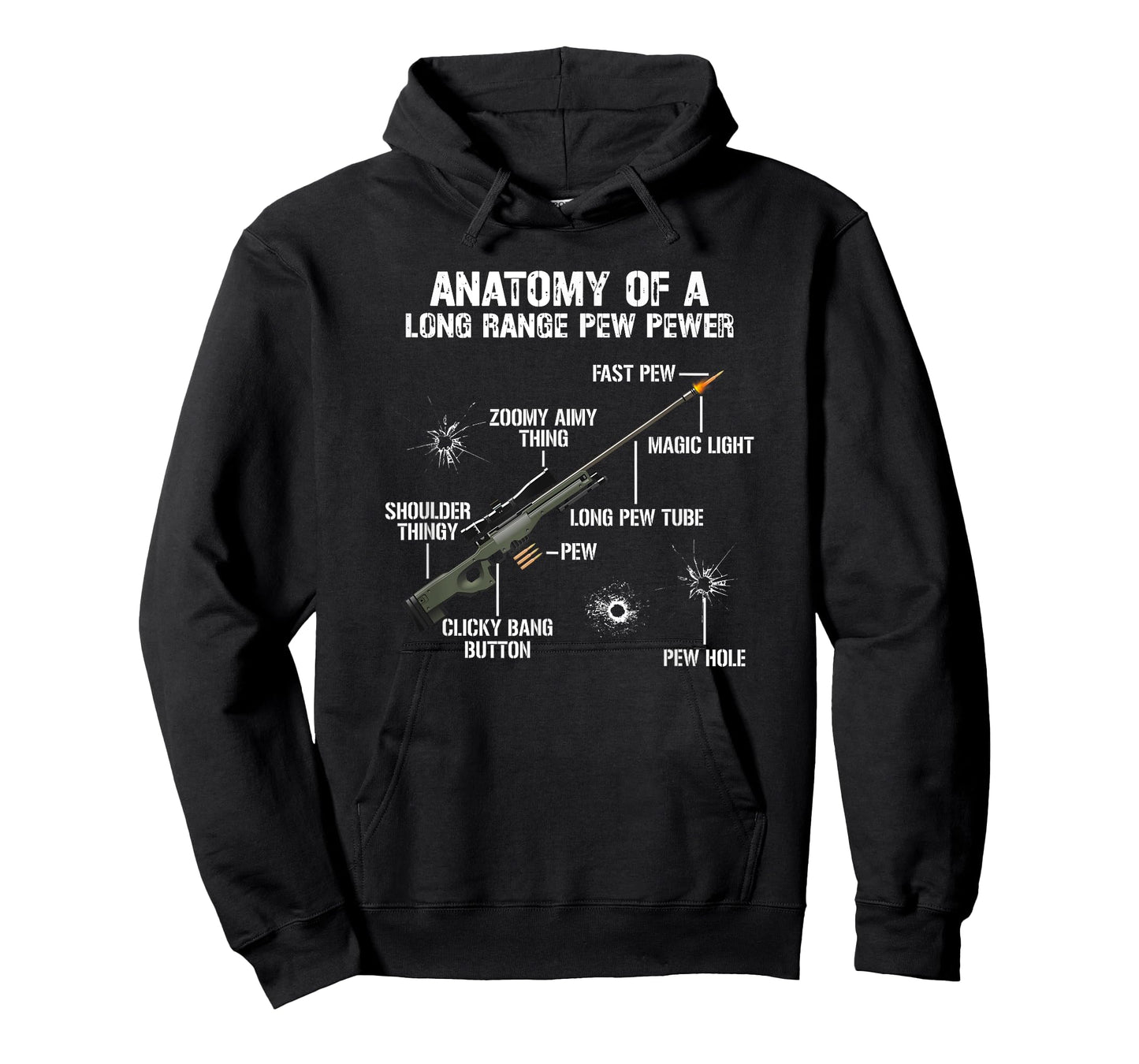 Anatomy Of A Pew Pewer - Funny Guns Sniper Gun Gaming Saying T-Shirt