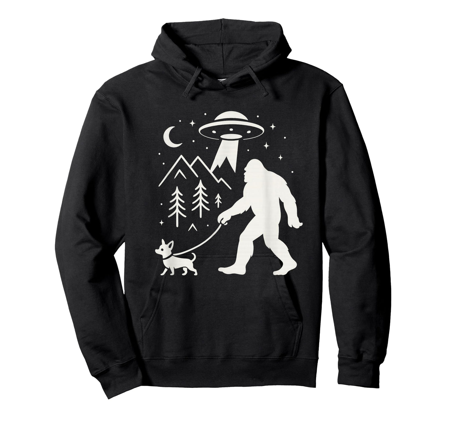 Bigfoot Walking Chihuahua Dog UFO Funny Sasquatch T-Shirt