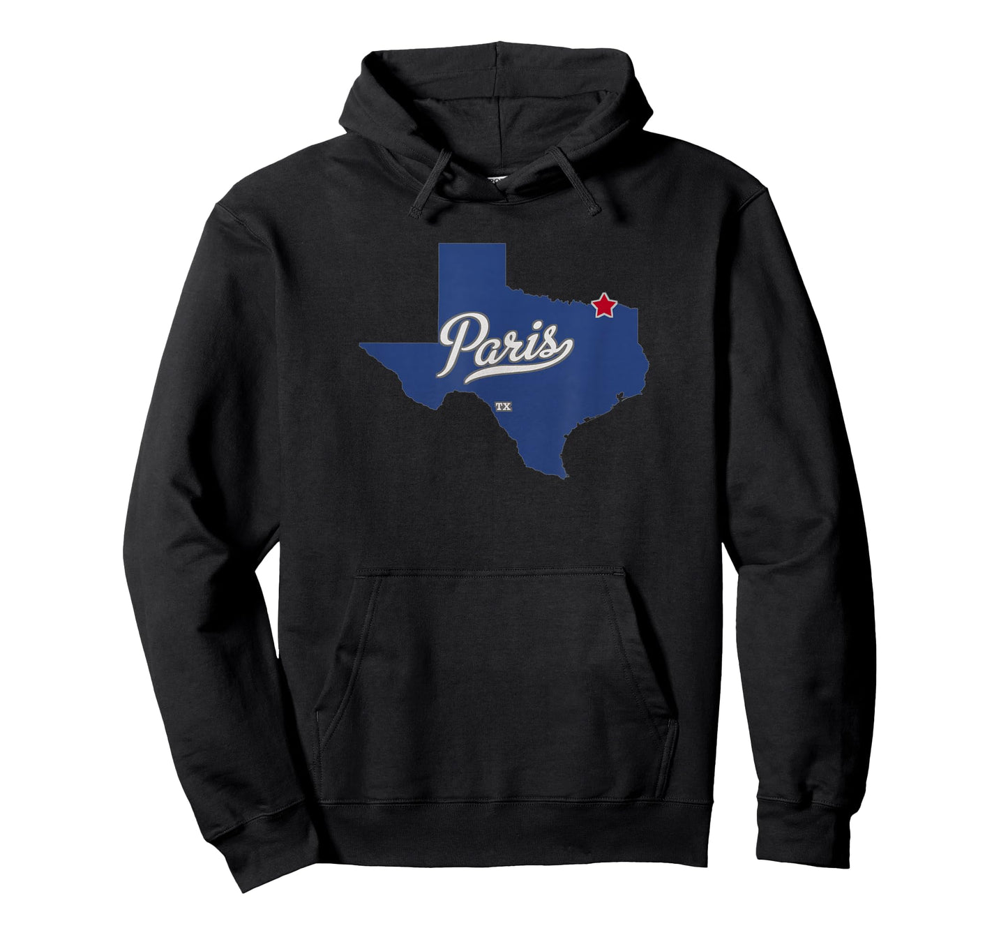 Paris Texas TX Map T-Shirt, Small, Black