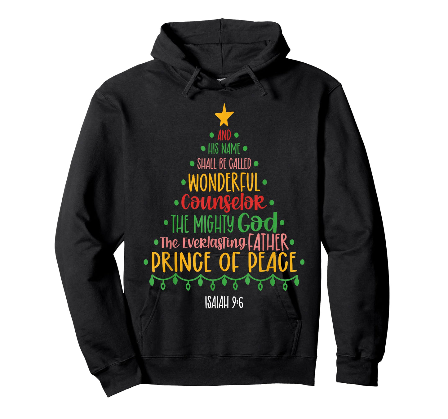Christian Christmas Bible Verse Names of Jesus Tree Shaped T-Shirt