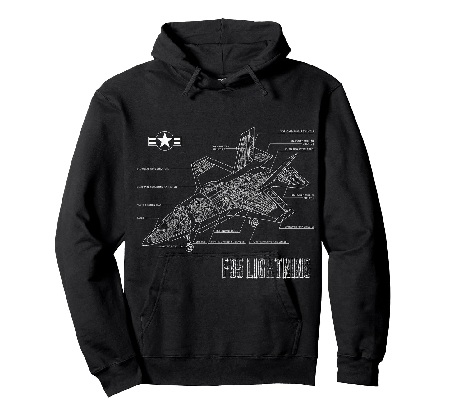 American Aircraft Stealth Fighter F35 lightning blueprint T-Shirt
