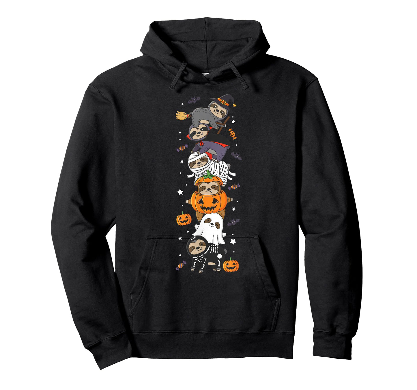 Funny Sloth Witch Vampire Ghost Halloween Kids Mens Womens T-Shirt
