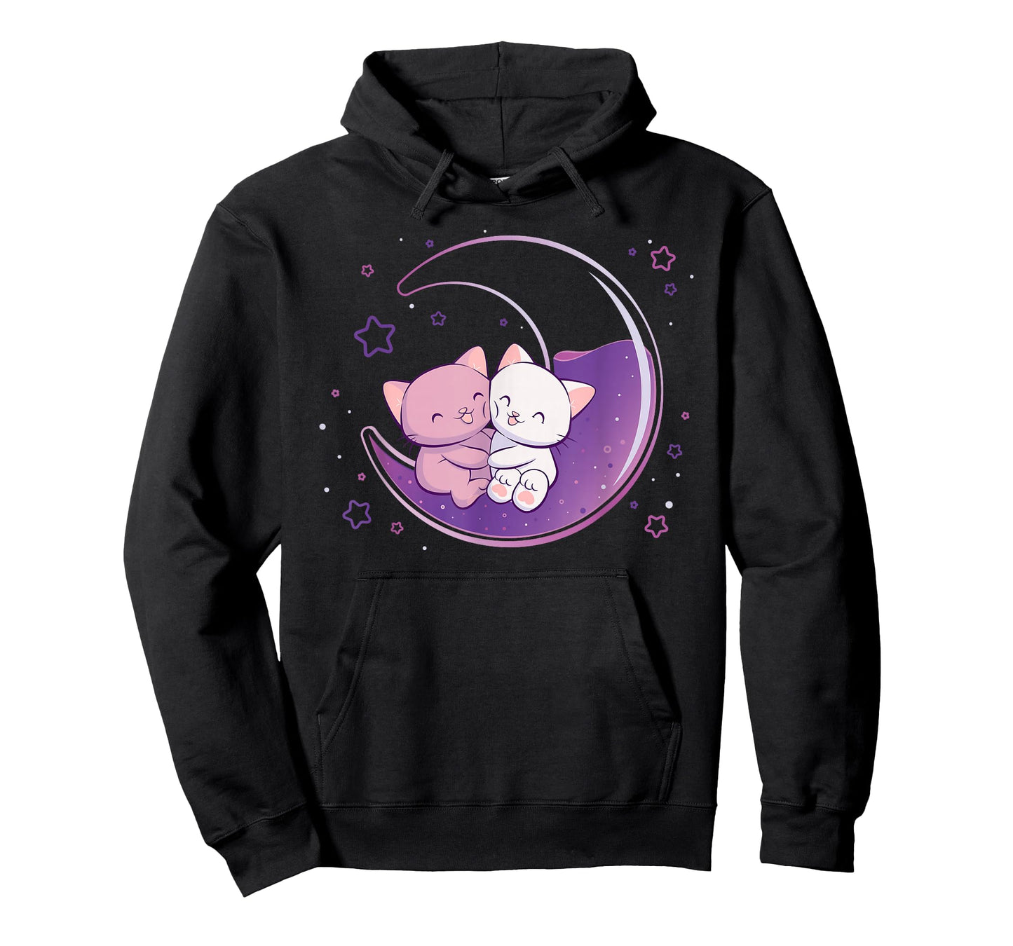 Cute Cats on Purple Moon Kawaii Anime T-Shirt