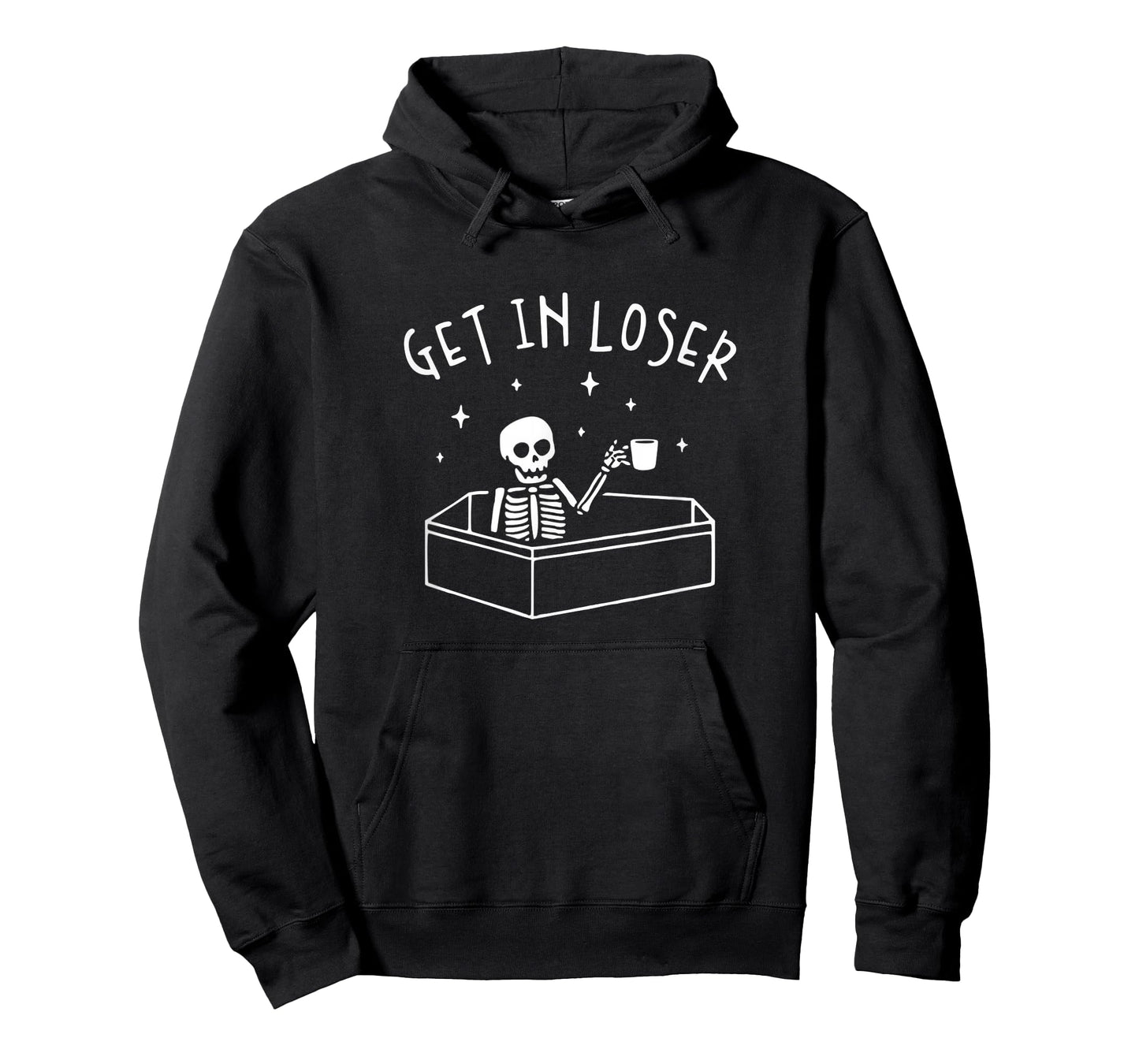 Get In Loser Skeleton In Coffin Spooky Men Women Funny T-Shirt