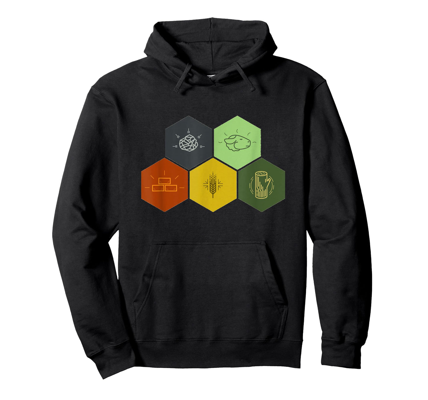 Brick, Wood, Rock, Wheat, & Sheep T-Shirt | Board Game Geek T-Shirt