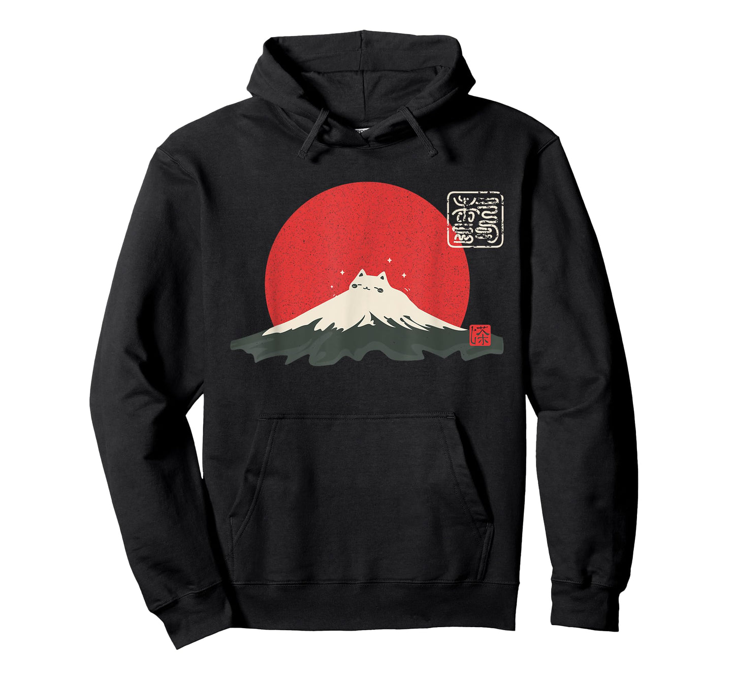 Vintage Japanese Cat Kawaii Anime Mountain Fuji T-Shirt