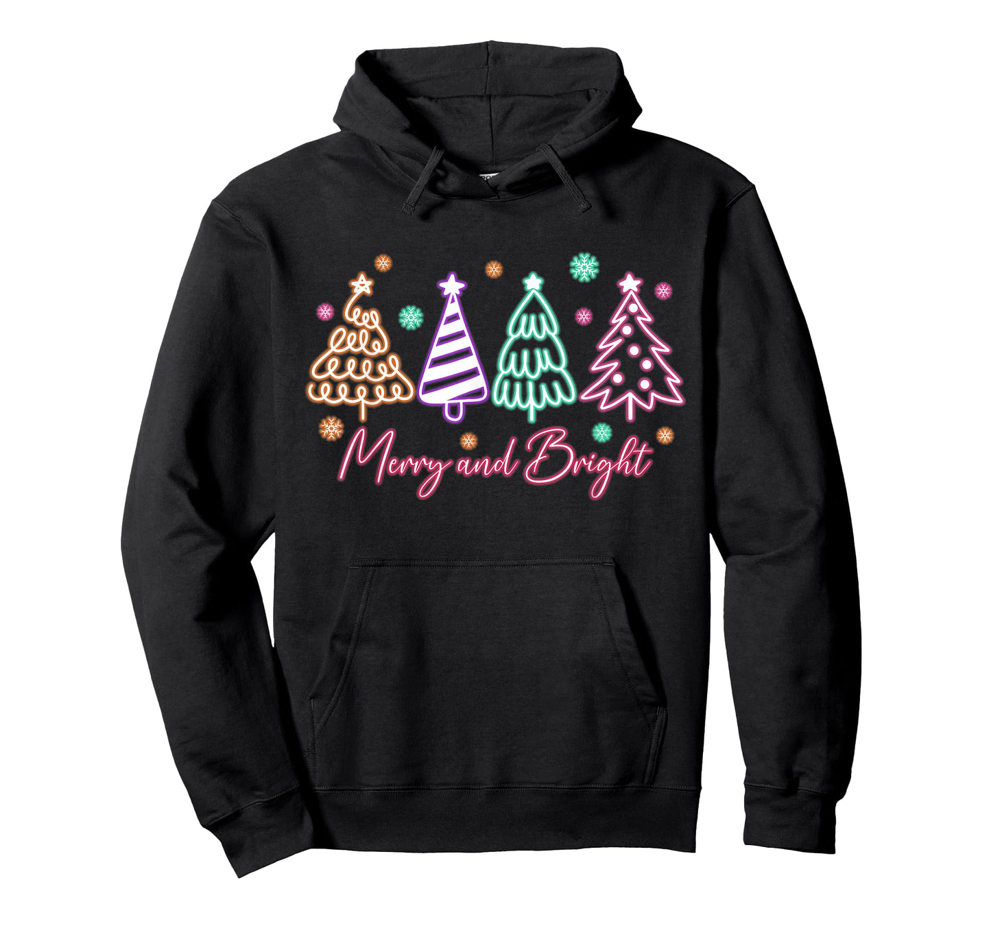 Merry and Bright Tree Neon Christmas T-Shirt