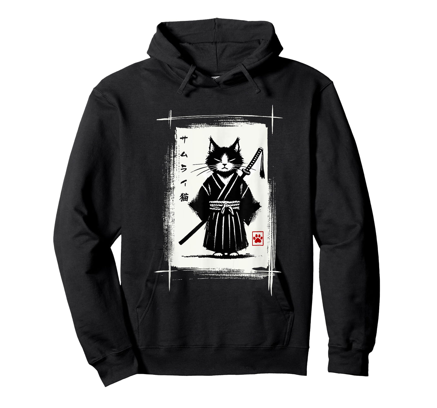Samurai Cat Japanese Art Sumi-e Novelty Kawaii Funny Cat T-Shirt
