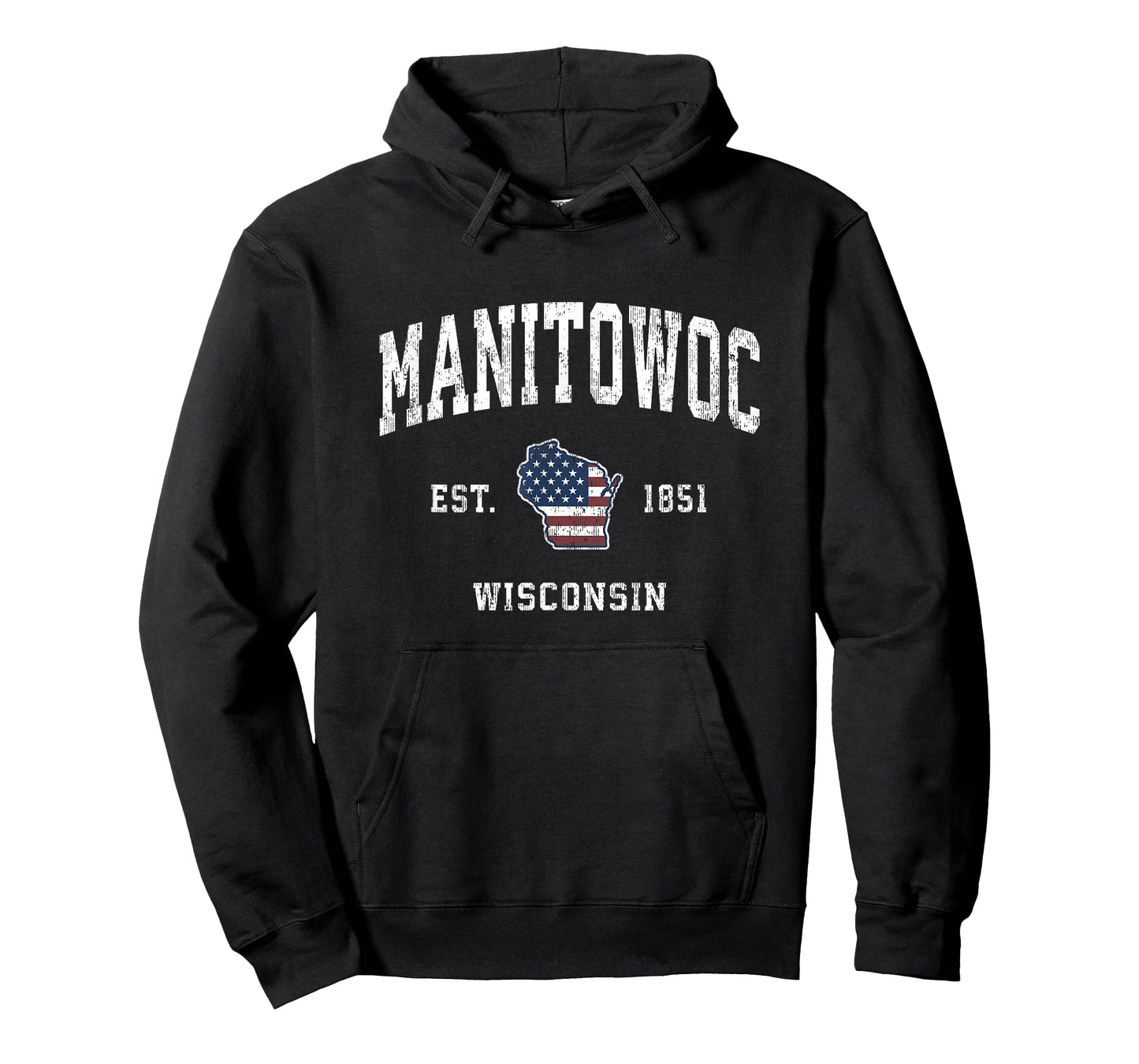 Manitowoc Wisconsin WI Vintage American Flag Sports Design T-Shirt