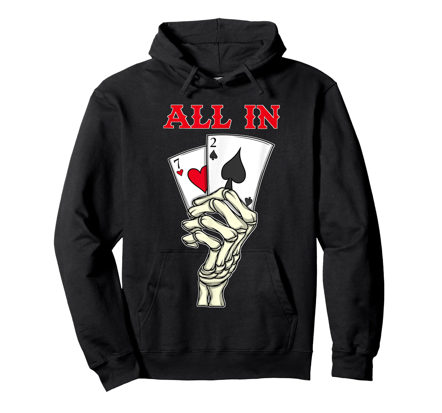 Poker Men 7 2 Skeleton Hand Texas Holdem Poker Player T-Shirt