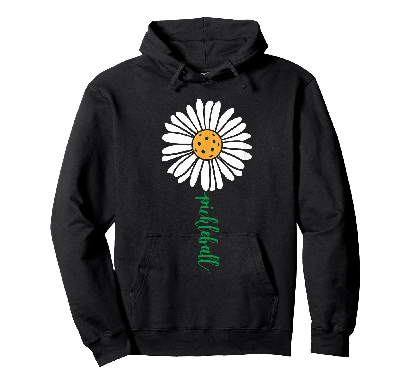 Threadrock Unisex Adults & Kids Pickleball Daisy Flower Short Sleeve T-Shirt, Black, Small