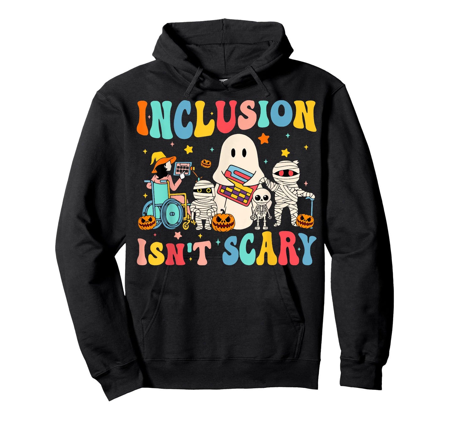 Inclusion Isn't Scary Teacher Skeleton Ghost Cute Halloween T-Shirt