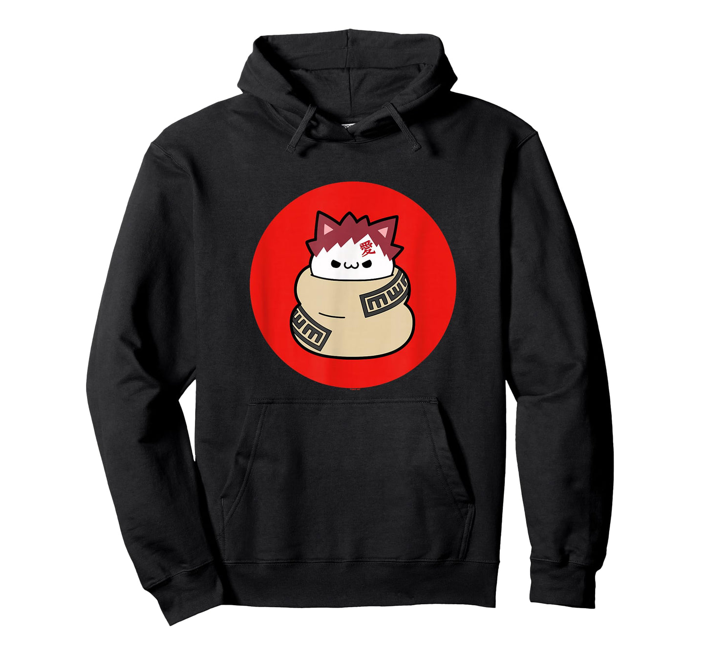 Nyaruto Cute Grumpy Gaara Cat Red Circle Big Chest Portrait T-Shirt