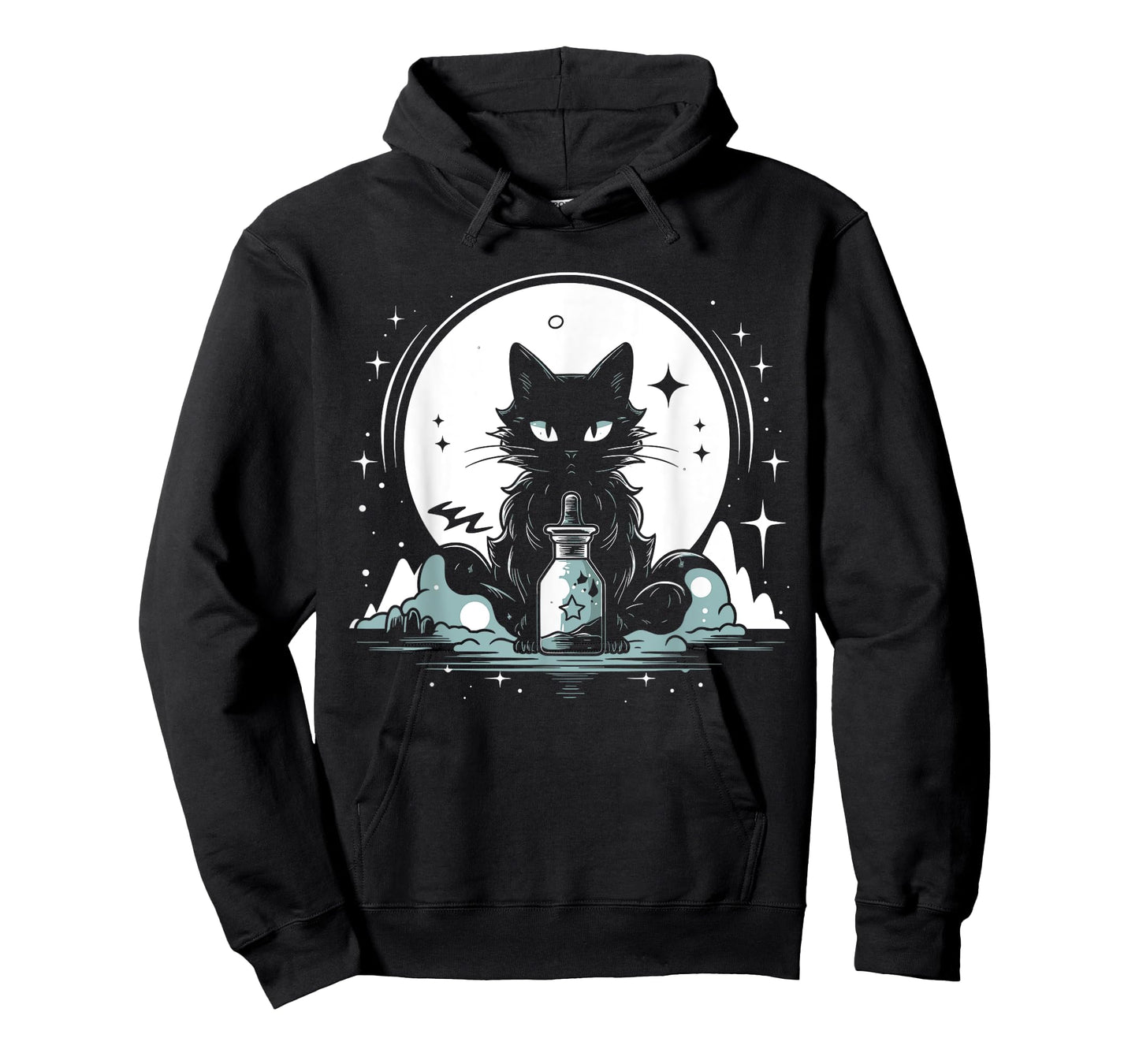 Moon Phases Crystal Witchy Cute Black Cat Kawaii Pastel Goth T-Shirt