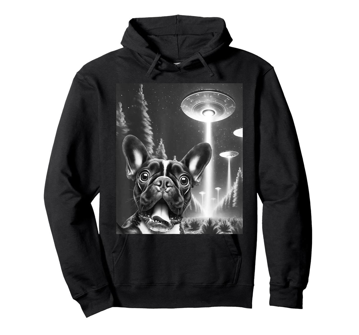 Funny French Bulldog Alien UFO Taking a Selfie Dog Mom Dad T-Shirt