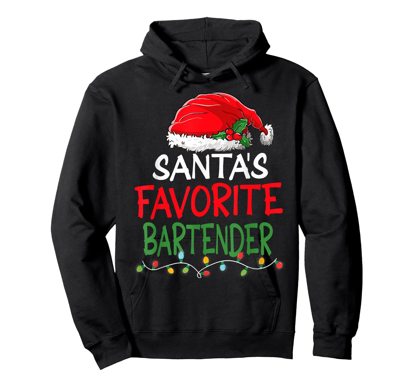 Santa's Favorite Bartender Christmas Santa Claus tree lights T-Shirt