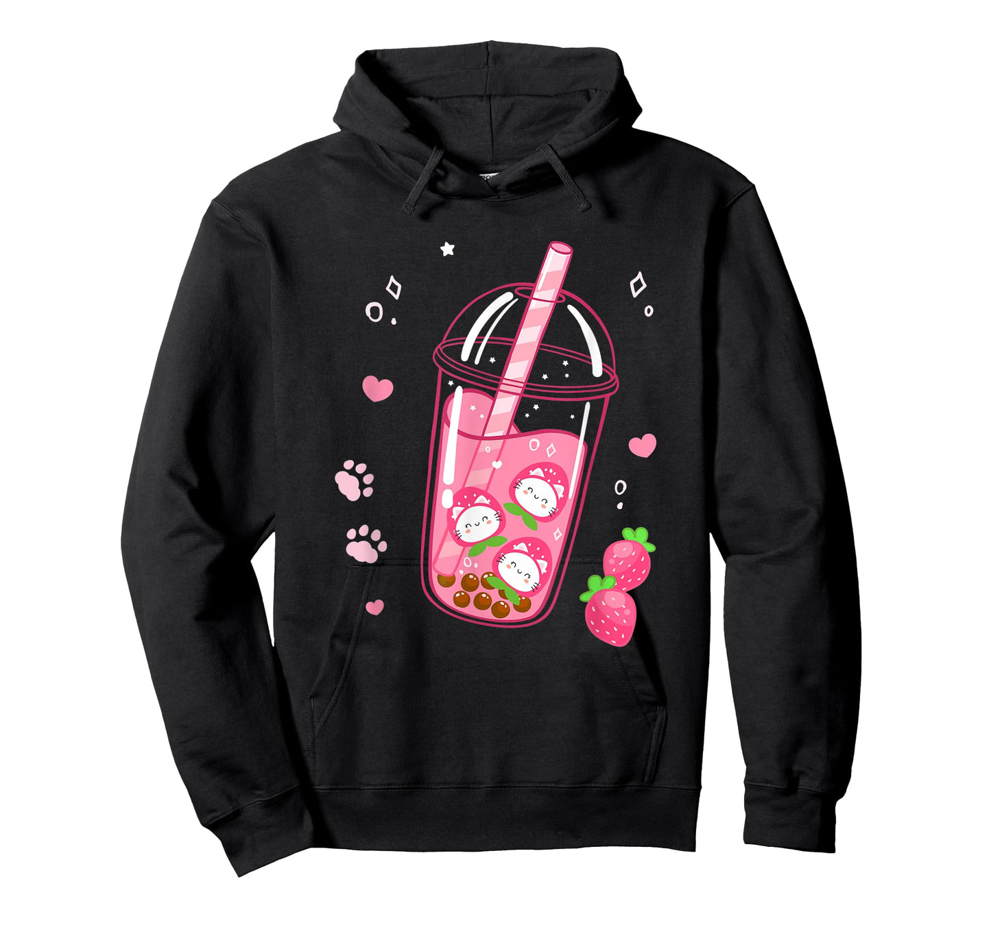 Funny Kawaii Girl Who Loves Strawberry, Milk, Cats, Boba Tea T-Shirt