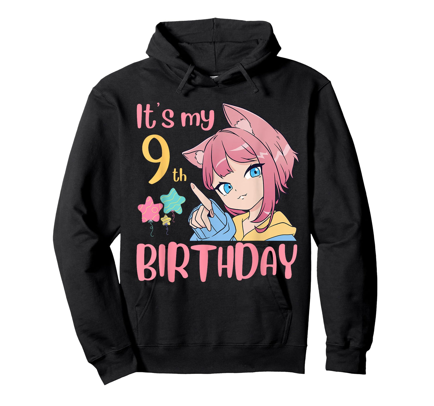 It's My 9th Birthday Anime Birthday Girl 9 Years Old Bday T-Shirt
