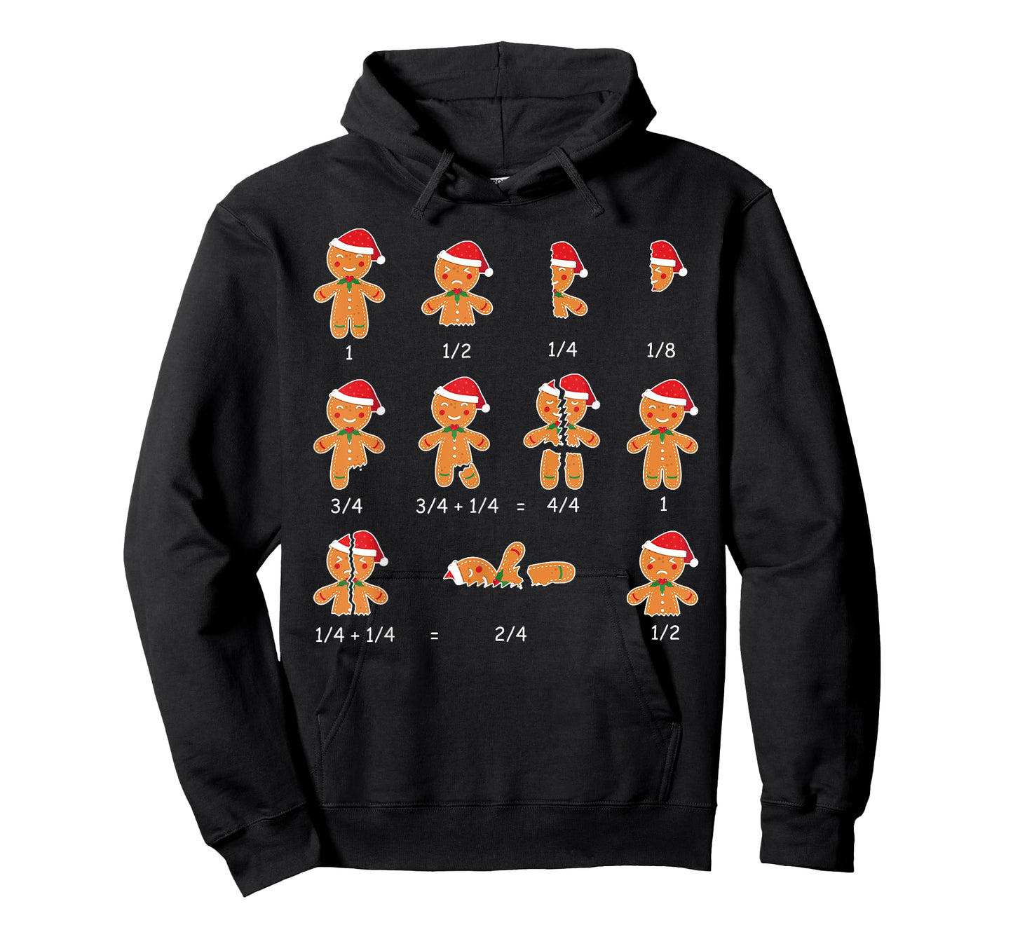 Xmas Cookies Santa Hat Fractions Math Teacher Christmas T-Shirt