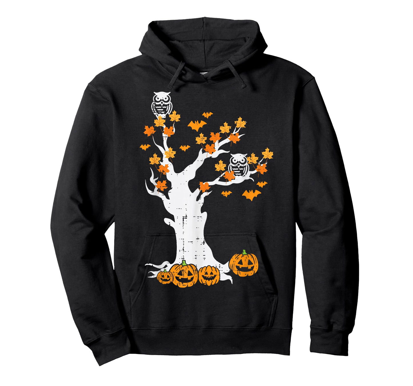 Halloween Tree Owl Leaves Pumpkin Fall Costume Women Kid Men T-Shirt