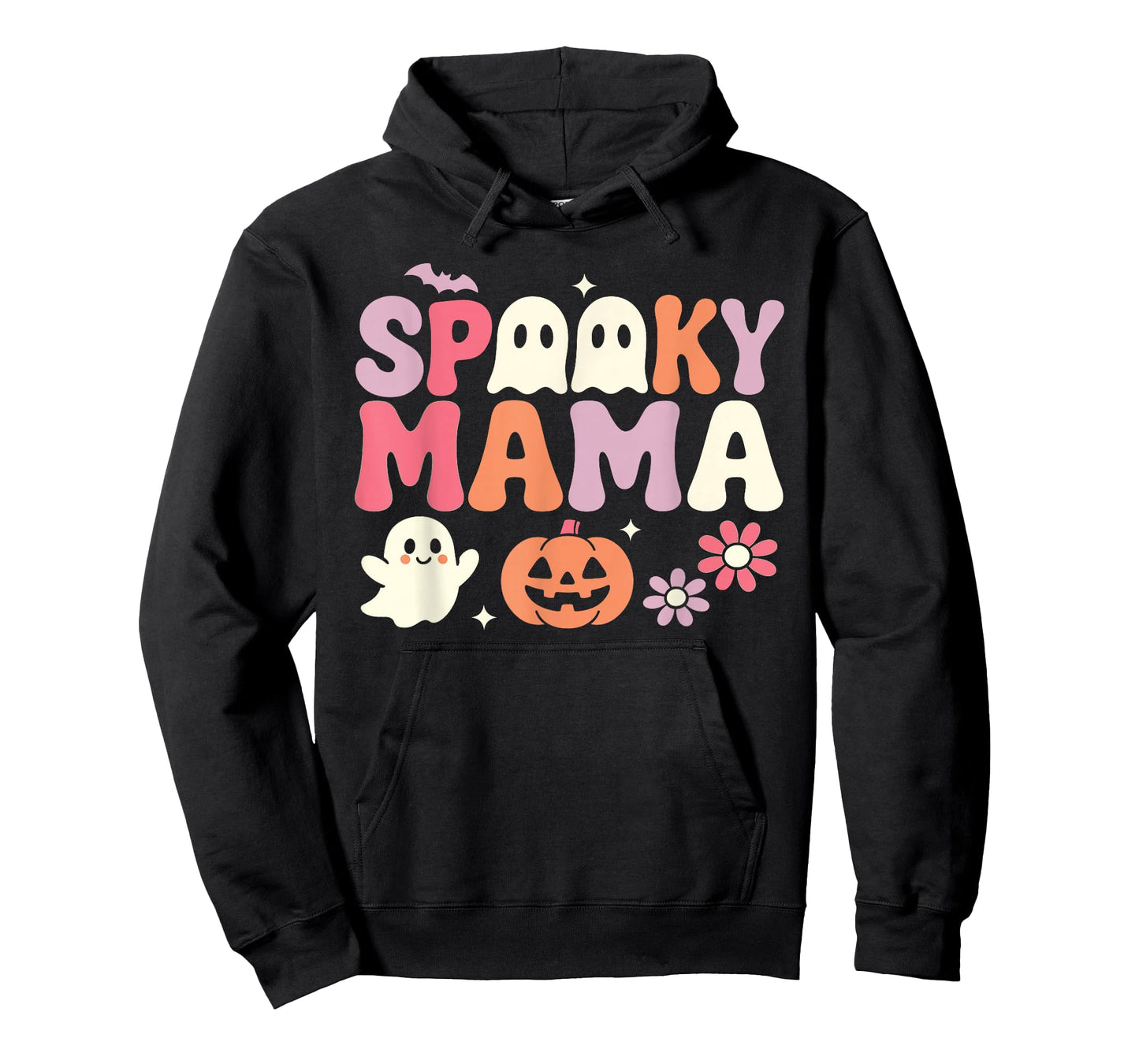 Spooky Mama Funny Mom Halloween Ghost Witch Bat T-Shirt