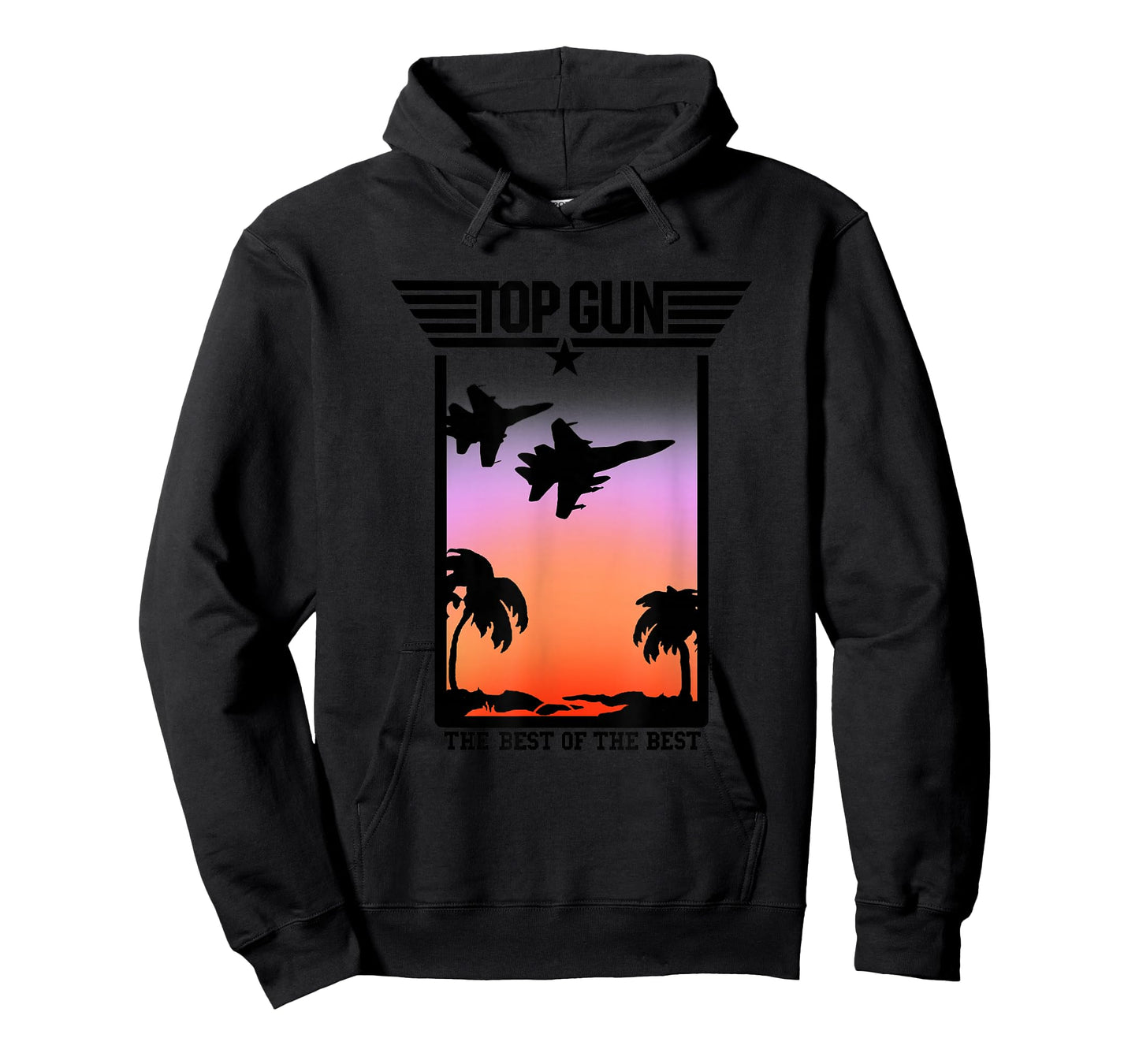 Top Gun Sunset Scene with Jets and Palm Trees Action Movie T-Shirt
