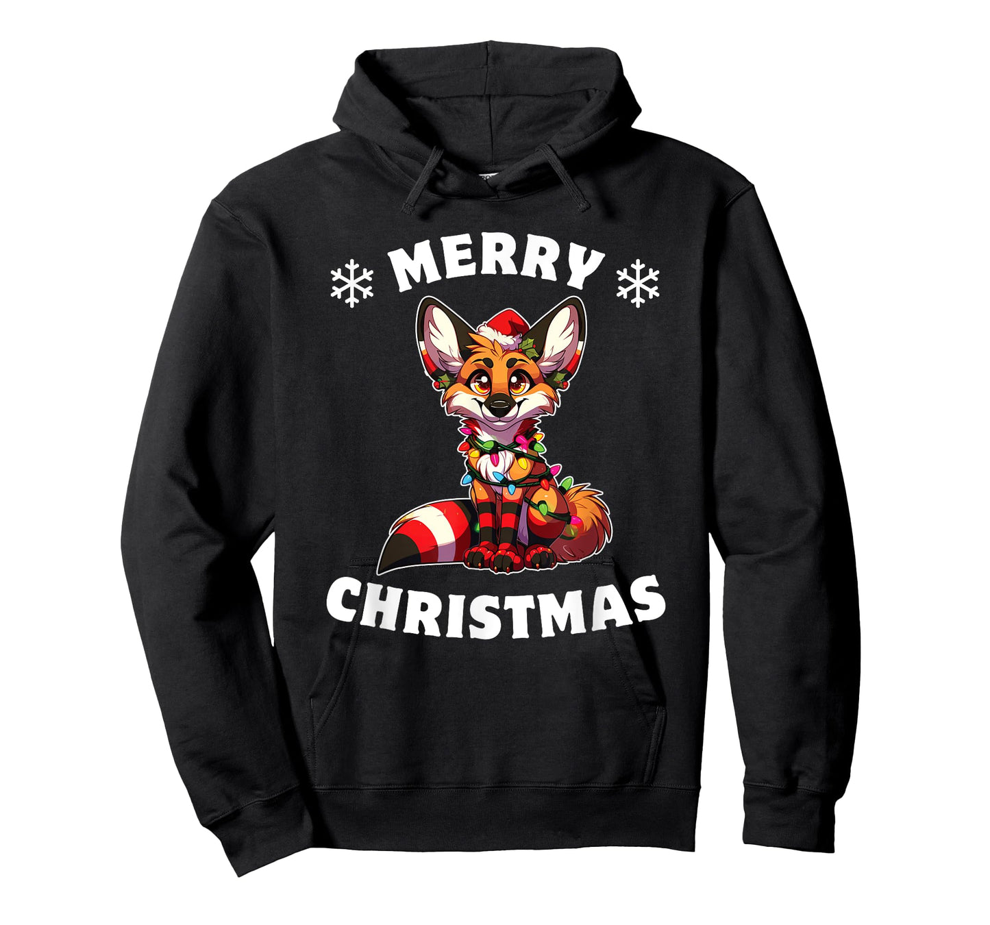 Christmas Hat Christmas Fairy Lights Maned Wolf T-Shirt