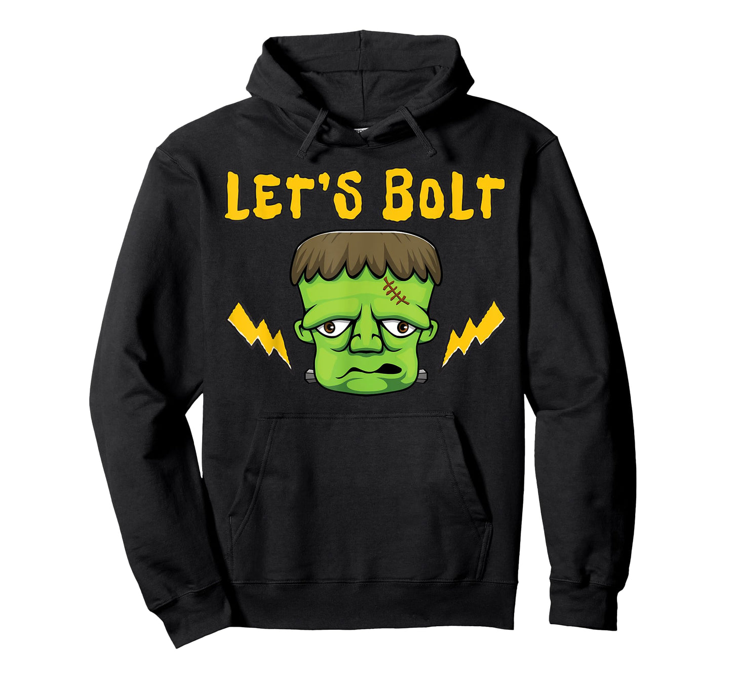 Let's Bolt Frankenstein Face With Neck Lighting Bolts T-Shirt